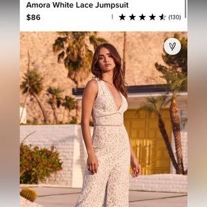 Brand new never work LULUS Amora white lace jumpsuit